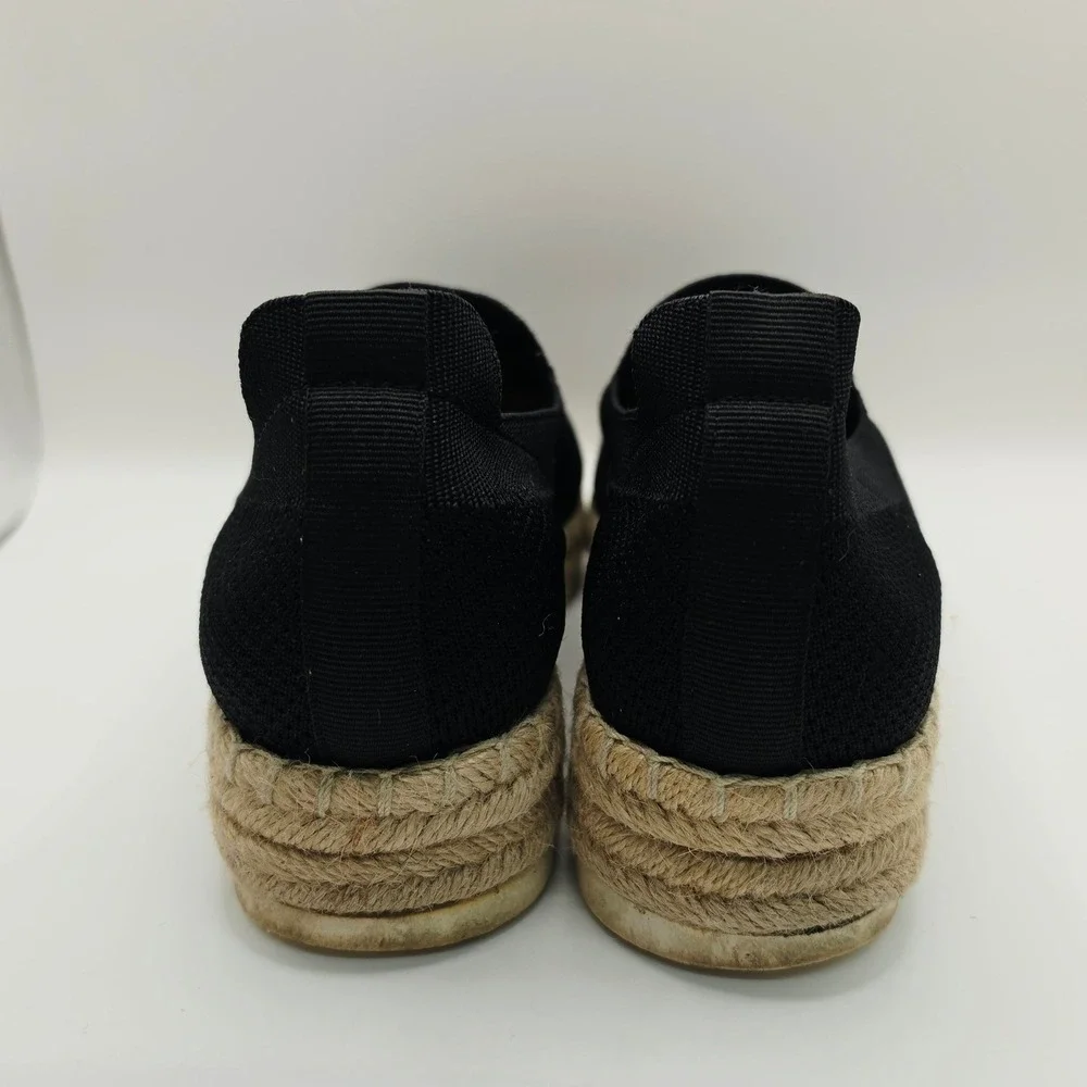 Adrienne Vittadini Niko Espadrille Sneakers Womens 7.5 Black Knit Platform